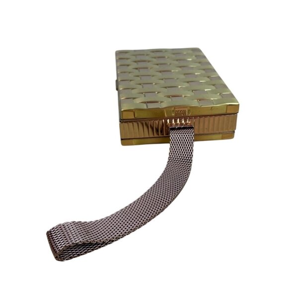 Vintage Evans Gold Tone Woven Design With Mirror & Lipstick Holder Makeup Case - Picture 4 of 7